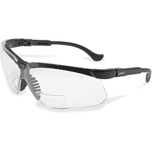 Uvex S3760 Genesis Reading Magnifiers Safety Eyewear +1.0, Black Frame, Clear Ultra-Dura Hardcoat Lens