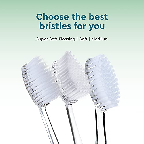 RADIUS Replacement Brush Heads for Soft Bristles 2-Count Improve Gum Health & Reduce Gum Issues - Pack of 3, Clear