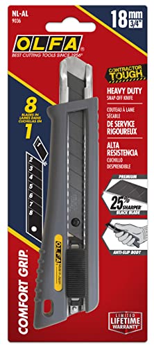 Olfa 9036 NL-AL 18mm All-Over Rubber Grip Heavy-Duty Utility Knife