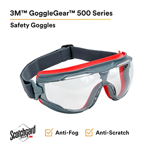 3M Goggle Gear 500-Series GG501SGAF, Clear Scotchgard Anti-Fog Lens