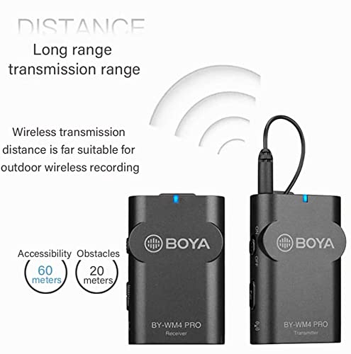 2.4G Wireless Lavalier Microphone System, BOYA WM4 PRO-K2 Lapel Clip-on Mini Wireless Mic Compatible with Canon Nikon Sony DSLR Camera iOS Android Smartphone Audio Recorder YouTube Facebook Vlogging