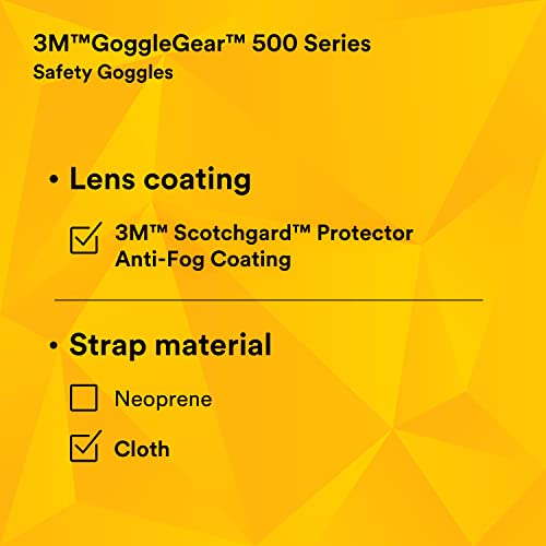 3M Goggle Gear 500-Series GG501SGAF, Clear Scotchgard Anti-Fog Lens