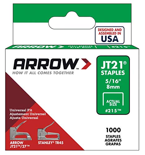 Arrow 215 Genuine JT21/T27 5/16-Inch Staples, 1,000/Pack