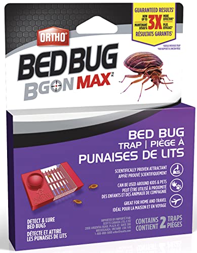 Ortho Indoor Bed Bug Trap - Bed Bug B Gone MAX - Scientifically proven to monitor bed bug activity at home, hotels, motels, cottages - Contains 2 traps, can be used as bed bug killer using Ortho bed bug spray or bed bug mattress protector.