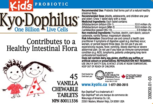 Kyolic - Kids Kyo-Dophilus Vanilla 45 Chewable Tablets