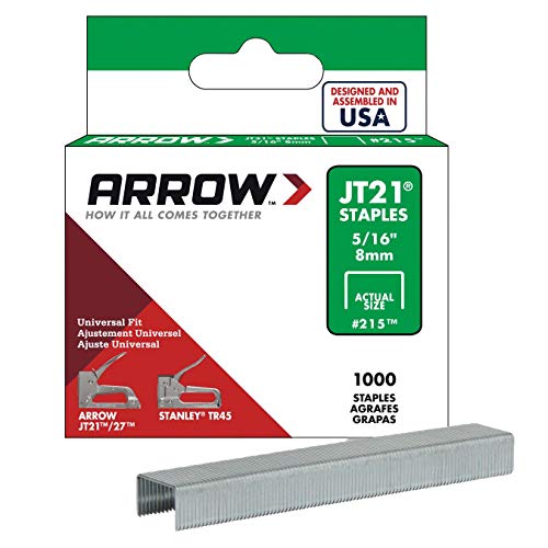 Arrow 215 Genuine JT21/T27 5/16-Inch Staples, 1,000/Pack