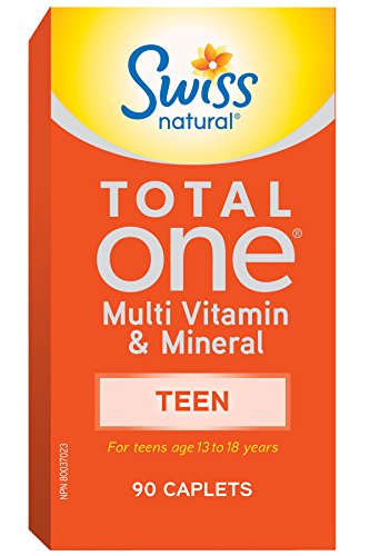 Swiss Natural Total One Teen Multi Vitamin & Mineral | Calcium, Biotin & Vitamin B12 | Daily Maintenance for Overall Health | No Preservatives and Dairy | 90 Caplets