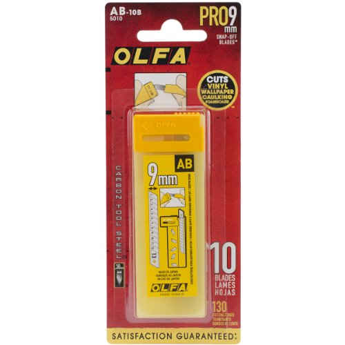 Olfa 5010 AB-10B 9mm Snap-Off Silver Blade, 10-Pack