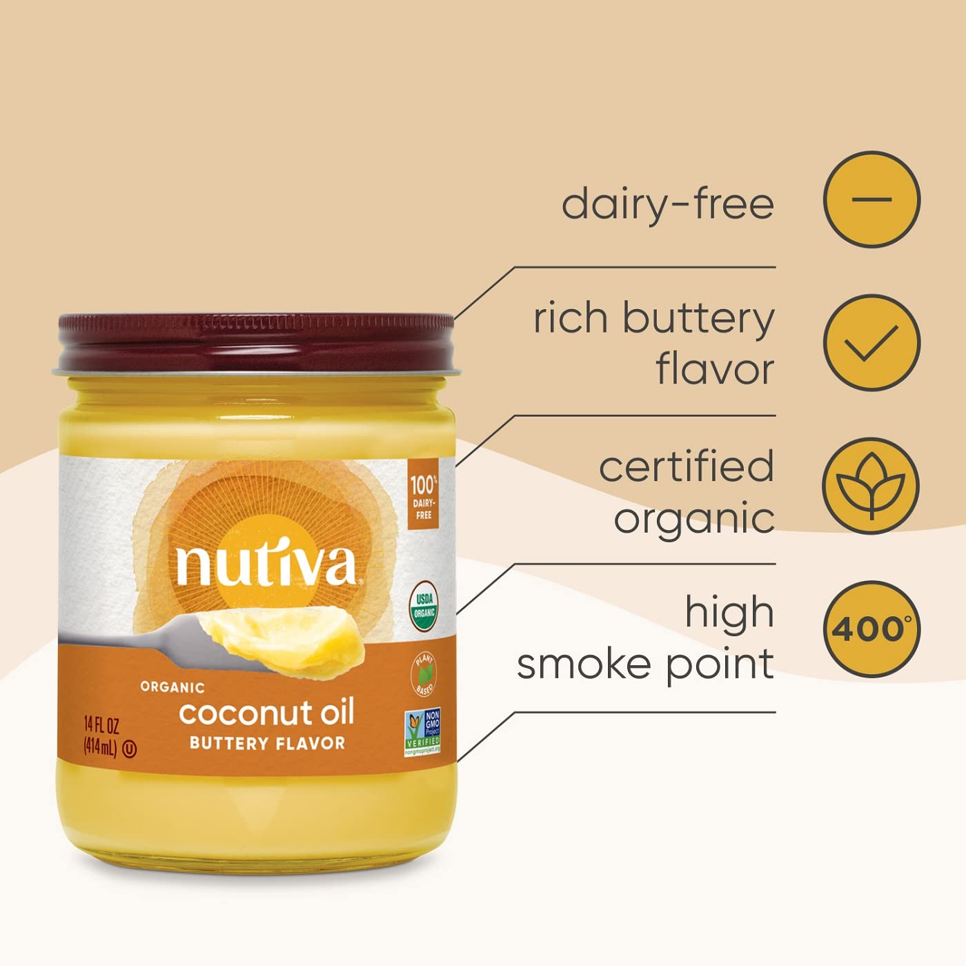 Nutiva - Organic Refined Coconut Oil Buttery Flavor - 14 oz.