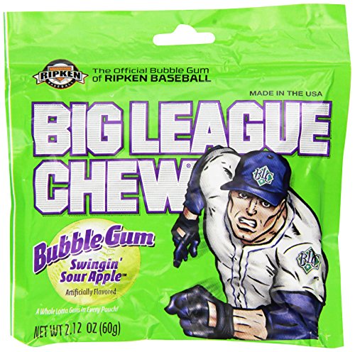 Big League Chew, Swingin' Sour Apple Bubble Gum, 2.12-Ounce Pouches (Pack of 12)