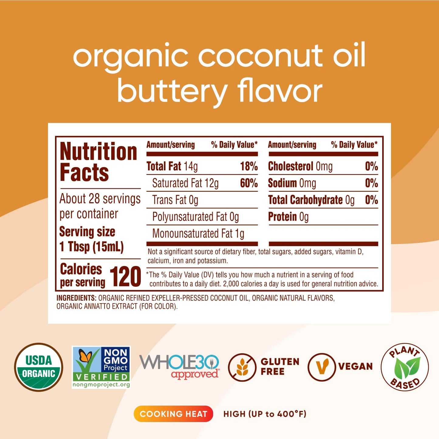 Nutiva - Organic Refined Coconut Oil Buttery Flavor - 14 oz.